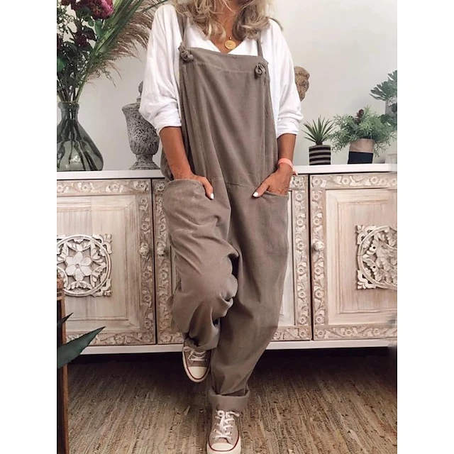 Women's Slacks Pants Trousers Maillard Overalls Dungarees Black Khaki Dark Blue Fashion Basic Slouch Daily Weekend Baggy Full Length Breathable Plain S M L XL XXL 1 Women's Slacks Pants Trousers Maillard Overalls Dungarees Black Khaki Dark Blue Fashion Basic Slouch Daily Weekend Baggy Full Length Breathable Plain S M L XL XXL