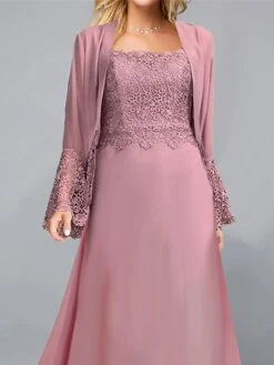 Women's Two Piece Dress Set Party Dress Lace Dress Party Outdoor Fashion Streetwear Lace Patchwork Midi Dress Crew Neck Long Sleeve Plain Regular Fit Purple Fall Winter S M L XL XXL -Cheap Plus Fit Dress Store obzcnn1697003223241