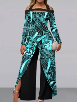 Women's Jumpsuit Print Floral Off Shoulder Elegant Wedding Party Wide Leg Regular Fit Long Sleeve Silver Red Blue S M L All Seasons 7 Women's Jumpsuit Print Floral Off Shoulder Elegant Wedding Party Wide Leg Regular Fit Long Sleeve Silver Red Blue S M L All Seasons -Cheap Plus Fit Dress Store odcehx1693983874815