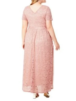Women's Plus Size Curve Party Dress Lace Dress Sheath Dress Solid Color Long Dress Maxi Dress Short Sleeve Lace Ruched V Neck Fashion Wedding Pink Dark Blue Spring Fall XL XXL 3XL 4XL 5XL 7 Women's Plus Size Curve Party Dress Lace Dress Sheath Dress Solid Color Long Dress Maxi Dress Short Sleeve Lace Ruched V Neck Fashion Wedding Pink Dark Blue Spring Fall XL XXL 3XL 4XL 5XL -Cheap Plus Fit Dress Store odkdse1693533321804