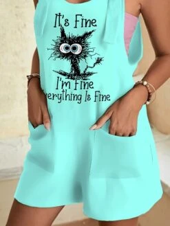 Jumpsuits For Women Summer Overall Pocket Print Letter Square Neck Casual Daily Baggy Shorts Loose Fit Strap Sleeveless Light Green Pink Blue S M L 7 Jumpsuits For Women Summer Overall Pocket Print Letter Square Neck Casual Daily Baggy Shorts Loose Fit Strap Sleeveless Light Green Pink Blue S M L -Cheap Plus Fit Dress Store oerraf1682488834516