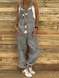 Jumpsuit For Woman CasualOverall Pocket Print Striped Holiday Daily Vacation Straight Regular Fit Sleeveless Sleeveless Black White Red S M L Summer 11 Jumpsuit For Woman CasualOverall Pocket Print Striped Holiday Daily Vacation Straight Regular Fit Sleeveless Sleeveless Black White Red S M L Summer -Cheap Plus Fit Dress Store ogobwr1687952198951 1