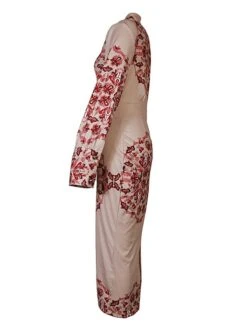 Women's Shirt Dress Casual Dress Bodycon Midi Dress Outdoor Office Daily Polyester Fashion Romantic Stand Collar Button Print Long Sleeve Summer Spring Fall 2023 Slim Blue Khaki Floral S M L XL 2XL -Cheap Plus Fit Dress Store ogvxre1689227636972