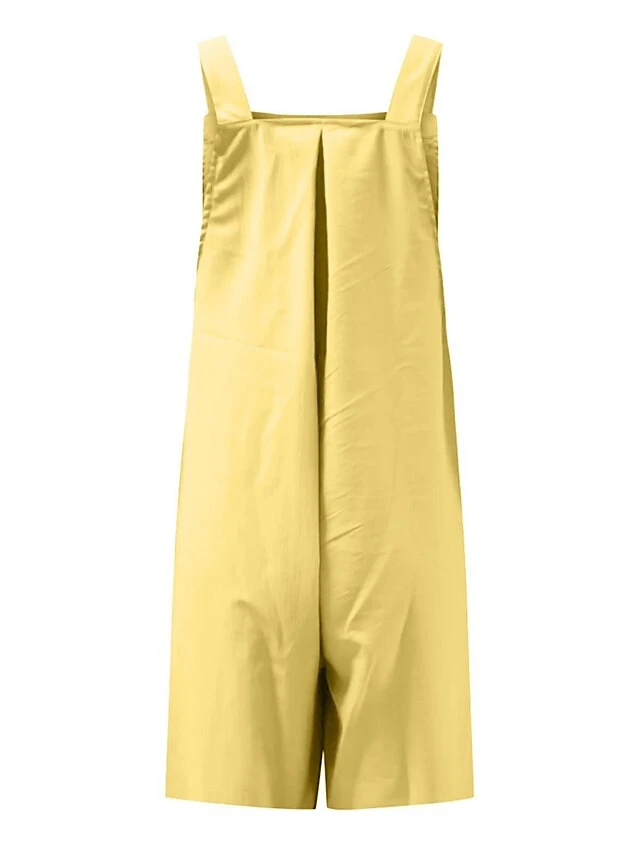 Jumpsuits For Women Summer Overall Bib Pocket Solid Color Square Neck Basic Daily Vacation Regular Fit Sleeveless Black Yellow Pink S M L 13 Jumpsuits For Women Summer Overall Bib Pocket Solid Color Square Neck Basic Daily Vacation Regular Fit Sleeveless Black Yellow Pink S M L - Image 13