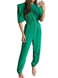 Women's Jumpsuit High Waist Solid Color Square Neck Holiday Street Daily Loose Fit Half Sleeve Yellow Purple Green S M L Summer 11 Women's Jumpsuit High Waist Solid Color Square Neck Holiday Street Daily Loose Fit Half Sleeve Yellow Purple Green S M L Summer -Cheap Plus Fit Dress Store oiyrcj1689920020027