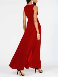 Jumpsuits For Women Dressy Overlay Split Print Solid Color Crew Neck Streetwear Office Work Regular Fit Sleeveless Black White Wine S M L Summer Fall -Cheap Plus Fit Dress Store ojnsco1679970202200