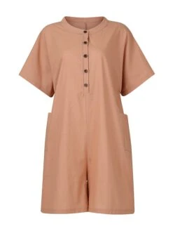 Women's Romper Button Solid Color Crew Neck Basic Street Daily Regular Fit Short Sleeve Black White Yellow S M L Summer 32 Women's Romper Button Solid Color Crew Neck Basic Street Daily Regular Fit Short Sleeve Black White Yellow S M L Summer -Cheap Plus Fit Dress Store ojnsfb1680576830624