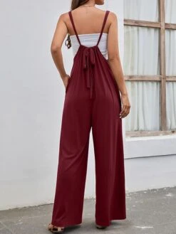 Women's Jumpsuit Backless High Waist Solid Color U Neck Streetwear Street Daily Regular Fit Sleeveless Black Wine Army Green S M L Summer -Cheap Plus Fit Dress Store okeany1679048990095