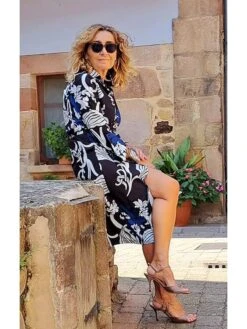 Women's Shirt Dress Work Dress Formal Dress Maxi Long Dress Daily Sports Date Polyester Fashion Elegant V Neck Tie Belt Print Long Sleeve Summer Spring Fall 2023 Regular Fit Blue Green Print Flower -Cheap Plus Fit Dress Store okrnlx1692674720679