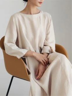 Women's Cotton Linen Dress Casual Dress Swing Dress Maxi Long Dress Cotton Blend Basic Classic Outdoor Daily Crew Neck Pocket Smocked Long Sleeve Summer Spring Fall 2023 Loose Fit Black Yellow Green 37 Women's Cotton Linen Dress Casual Dress Swing Dress Maxi Long Dress Cotton Blend Basic Classic Outdoor Daily Crew Neck Pocket Smocked Long Sleeve Summer Spring Fall 2023 Loose Fit Black Yellow Green -Cheap Plus Fit Dress Store olfudn1673850088793