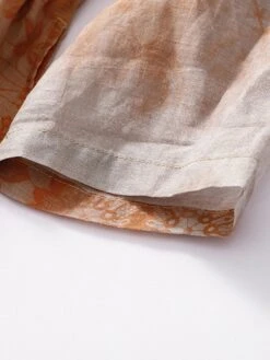 Women's Casual Dress Linen Dress Midi Dress Linen Fashion Romantic Outdoor Daily Holiday Crew Neck Pocket Print 3/4 Length Sleeve Fall Winter Autumn 2023 Loose Fit Blue Orange Painting Flower M L XL -Cheap Plus Fit Dress Store opgvtk1694418653904