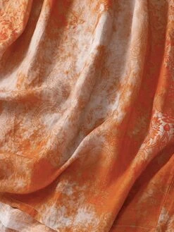 Women's Casual Dress Linen Dress Midi Dress Linen Fashion Romantic Outdoor Daily Holiday Crew Neck Pocket Print 3/4 Length Sleeve Fall Winter Autumn 2023 Loose Fit Blue Orange Painting Flower M L XL -Cheap Plus Fit Dress Store opzirf1694418655530