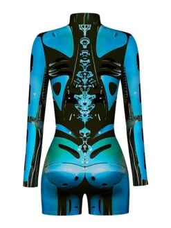 Women's Romper Halloween Print Print Stand Collar Active Home Daily Regular Fit Long Sleeve Black White Yellow S M L Fall -Cheap Plus Fit Dress Store orkgks1690941133753