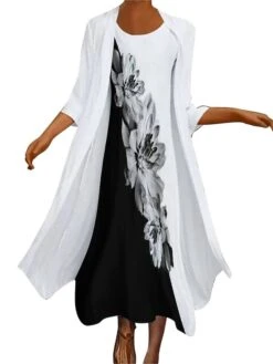 Women's Dress Set Two Piece Dress Long Dress Maxi Dress Black And White Long Sleeve Color Block Print Summer Spring Crew Neck Vacation Winter Dress Fall Dress Loose Fit 2023 S M L XL XXL 3XL 4XL 5XL 8 Women's Dress Set Two Piece Dress Long Dress Maxi Dress Black And White Long Sleeve Color Block Print Summer Spring Crew Neck Vacation Winter Dress Fall Dress Loose Fit 2023 S M L XL XXL 3XL 4XL 5XL -Cheap Plus Fit Dress Store oroalq1663572159208