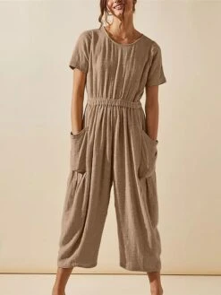 Women's Jumpsuit Pocket Solid Color Crew Neck Streetwear Street Daily Regular Fit Short Sleeve Black White Light Green S M L Summer 16 Women's Jumpsuit Pocket Solid Color Crew Neck Streetwear Street Daily Regular Fit Short Sleeve Black White Light Green S M L Summer -Cheap Plus Fit Dress Store orzxad1682400325874