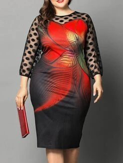 Women‘s Plus Size Curve Party Dress Cocktail Dress Sheath Dress Midi Dress Black Red Fuchsia 3/4 Length Sleeve Floral Mesh Summer Spring Fall Crew Neck Fashion Wedding Guest Vacation Fall Dress 9 Women‘s Plus Size Curve Party Dress Cocktail Dress Sheath Dress Midi Dress Black Red Fuchsia 3/4 Length Sleeve Floral Mesh Summer Spring Fall Crew Neck Fashion Wedding Guest Vacation Fall Dress -Cheap Plus Fit Dress Store osynxw1691399926635