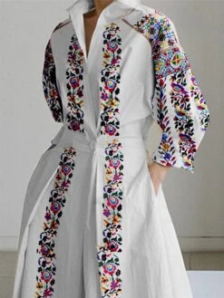 Women's Shirt Dress Casual Dress Swing Dress Maxi Long Dress Outdoor Daily Vacation Polyester Fashion Modern Shirt Collar Button Pocket Long Sleeve Summer Spring Fall 2023 Loose Fit Black White Floral 5 Women's Shirt Dress Casual Dress Swing Dress Maxi Long Dress Outdoor Daily Vacation Polyester Fashion Modern Shirt Collar Button Pocket Long Sleeve Summer Spring Fall 2023 Loose Fit Black White Floral -Cheap Plus Fit Dress Store owwuph1691045227335