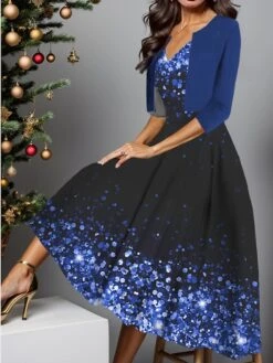 Women's Two Piece Dress Set Casual Dress Swing Dress Outdoor Daily Fashion Elegant Print Midi Dress V Neck Half Sleeve Ombre Regular Fit Wine Blue Gold Fall Winter S M L XL XXL 7 Women's Two Piece Dress Set Casual Dress Swing Dress Outdoor Daily Fashion Elegant Print Midi Dress V Neck Half Sleeve Ombre Regular Fit Wine Blue Gold Fall Winter S M L XL XXL -Cheap Plus Fit Dress Store oxpaou1697424509435