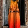 Women's Jumpsuit Halloween Print Print Crew Neck Holiday Party Going Out Straight Loose Fit Strap Yellow Blue Orange S M L All Seasons