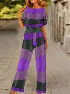 Women's Jumpsuit Drawstring Print Geometric Crew Neck Ordinary Daily Vacation Straight Loose Fit Short Sleeve T-shirt Sleeve Yellow Red Blue S M L All Seasons 8 Women's Jumpsuit Drawstring Print Geometric Crew Neck Ordinary Daily Vacation Straight Loose Fit Short Sleeve T-shirt Sleeve Yellow Red Blue S M L All Seasons -Cheap Plus Fit Dress Store ozvokd1685613412170