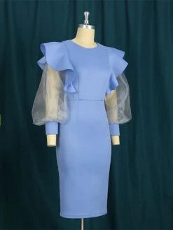 Women's Plus Size Curve Party Dress Work Dress Bodycon Plain Midi Dress Long Sleeve Ruffle Mesh Crew Neck Fashion Party Sky Blue Fall Winter XL XXL 3XL 4XL 12 Women's Plus Size Curve Party Dress Work Dress Bodycon Plain Midi Dress Long Sleeve Ruffle Mesh Crew Neck Fashion Party Sky Blue Fall Winter XL XXL 3XL 4XL -Cheap Plus Fit Dress Store paloii1694425964877