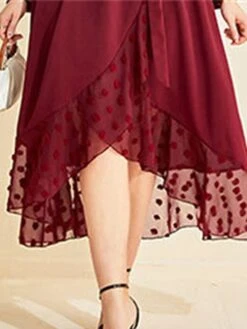 Women's Plus Size Prom Dress Party Dress Wedding Guest Dress Long Dress Maxi Dress Wine Long Sleeve Pure Color Lace Up Fall Winter Autumn V Neck Fashion Winter Dress Wedding Guest Evening Party Loose -Cheap Plus Fit Dress Store paueuh1693205400213