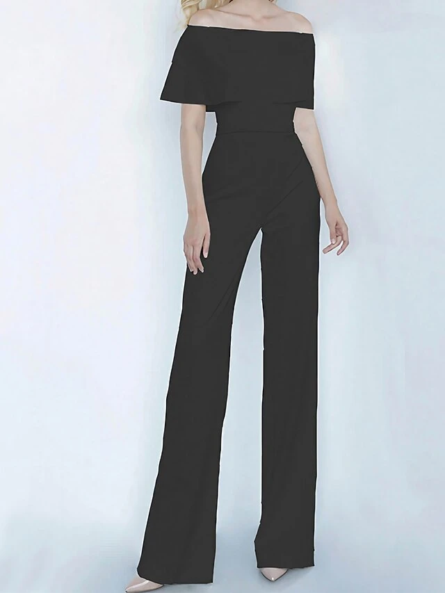 Women's Jumpsuit Backless High Waist Solid Color Off Shoulder Streetwear Party Vacation Regular Fit Short Sleeve Green Pink Wine S M L Winter 1 Women's Jumpsuit Backless High Waist Solid Color Off Shoulder Streetwear Party Vacation Regular Fit Short Sleeve Green Pink Wine S M L Winter