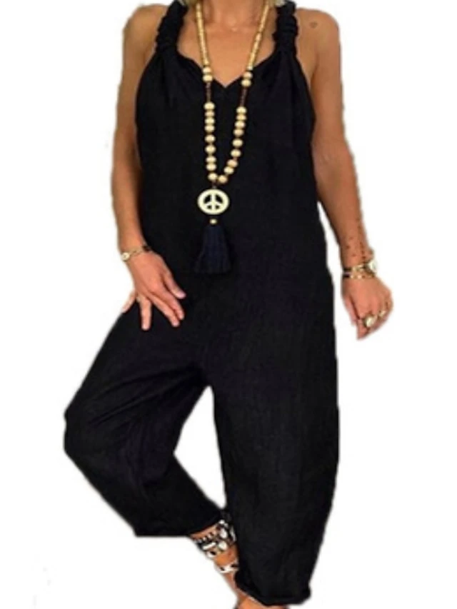 Women's Jumpsuit Solid Color Streetwear Street Daily Regular Fit Black Yellow Blue S M L Spring 6 Women's Jumpsuit Solid Color Streetwear Street Daily Regular Fit Black Yellow Blue S M L Spring - Image 6