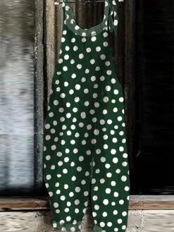 Women's Overall Utility Print Polka Dot Holiday Daily Going Out Straight Loose Fit Strap Army Green Khaki Rainbow S M L Summer Fall -Cheap Plus Fit Dress Store pccran1688715311445