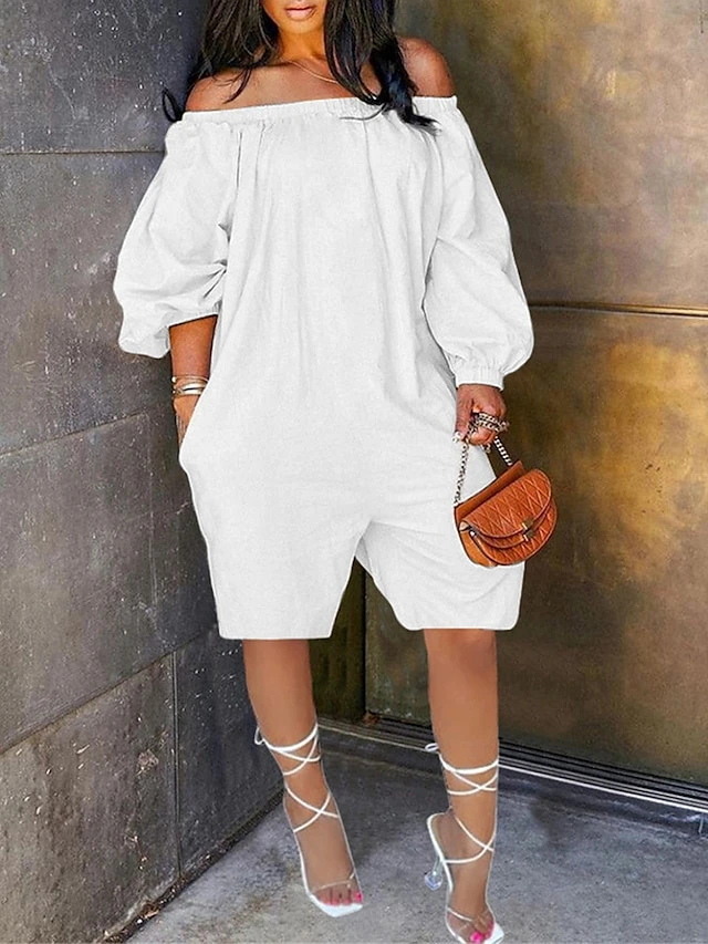 White Jumpsuits For Women Maternity Summer Romper Patch Pocket Solid Color Off Shoulder Casual Street Daily Regular Fit Long Sleeve Black Red S M L 1 White Jumpsuits For Women Maternity Summer Romper Patch Pocket Solid Color Off Shoulder Casual Street Daily Regular Fit Long Sleeve Black Red S M L