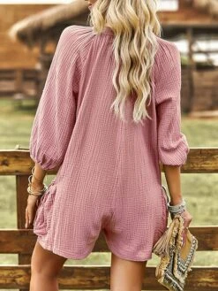 Women's Romper Button Pocket Solid Color V Neck Ordinary Daily Vacation Regular Fit Long Sleeve Pink Navy Blue Green S M L Summer 37 Women's Romper Button Pocket Solid Color V Neck Ordinary Daily Vacation Regular Fit Long Sleeve Pink Navy Blue Green S M L Summer -Cheap Plus Fit Dress Store pcskch1680074112491