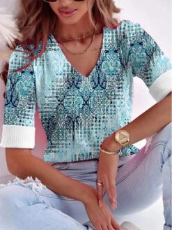 Women's T Shirt Tee Yellow Pink Peach Graphic Print Long Sleeve Daily Weekend Daily Basic Neon & Bright V Neck Regular Fit Painting Fall & Winter -Cheap Plus Fit Dress Store pentvh1690800423130