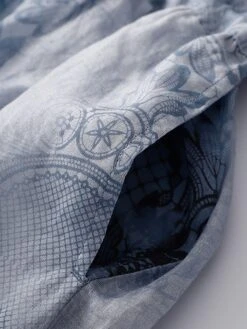 Women's Casual Dress Linen Dress Midi Dress Linen Fashion Romantic Outdoor Daily Holiday Crew Neck Pocket Print 3/4 Length Sleeve Fall Winter Autumn 2023 Loose Fit Blue Orange Painting Flower M L XL -Cheap Plus Fit Dress Store pfxowc1694418649892