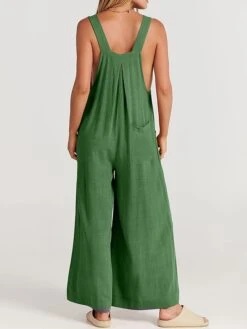 Women's Jumpsuit Pocket Solid Color Square Neck Streetwear Street Daily Regular Fit Sleeveless Yellow Pink Navy Blue S M L Summer -Cheap Plus Fit Dress Store pgezrx1679468948013