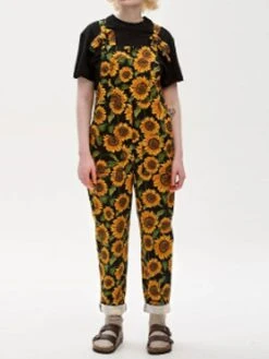 Women's Jumpsuit Pocket Print Floral Square Neck Active Street Daily Straight Slim Sleeveless Yellow S M L Fall -Cheap Plus Fit Dress Store pkczbc1695368062430