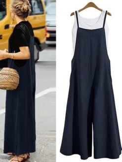 One Piece Jumpsuits For Women Overall Bib Pocket Solid Color U Neck Holiday Home Street Regular Fit Strap Army Green Navy Blue Brown S M L Summer -Cheap Plus Fit Dress Store pkeyrg1679556892138