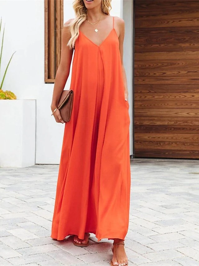 Women's Jumpsuit Backless Pocket Solid Color V Neck Streetwear Daily Vacation Regular Fit Spaghetti Strap Black Light Green Army Green S M L Spring 3 Women's Jumpsuit Backless Pocket Solid Color V Neck Streetwear Daily Vacation Regular Fit Spaghetti Strap Black Light Green Army Green S M L Spring - Image 3