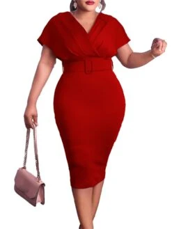 Women‘s Plus Size Curve Easter Dress Work Dress Solid Color V Neck Short Sleeve Spring Dress Fall Work Formal Knee Length Dress Date Vacation Dress 20 Women‘s Plus Size Curve Easter Dress Work Dress Solid Color V Neck Short Sleeve Spring Dress Fall Work Formal Knee Length Dress Date Vacation Dress -Cheap Plus Fit Dress Store plfdca1661334436635