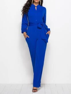 Women's Jumpsuit Lace Up Pocket Solid Color Stand Collar Streetwear Xmas Street Christmas Daily Regular Fit Long Sleeve Black Wine Red S M L Fall 27 Women's Jumpsuit Lace Up Pocket Solid Color Stand Collar Streetwear Xmas Street Christmas Daily Regular Fit Long Sleeve Black Wine Red S M L Fall -Cheap Plus Fit Dress Store pmcexs1692616043239