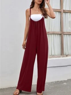 Women's Jumpsuit Backless High Waist Solid Color U Neck Streetwear Street Daily Regular Fit Sleeveless Black Wine Army Green S M L Summer -Cheap Plus Fit Dress Store pnbolm1679048987581