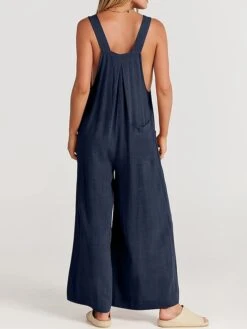 Women's Jumpsuit Pocket Solid Color Square Neck Streetwear Street Daily Regular Fit Sleeveless Yellow Pink Navy Blue S M L Summer -Cheap Plus Fit Dress Store pouglv1679468954250