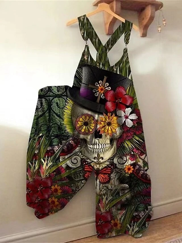 Jumpsuits For Women Summer Bib Print Animal Square Neck Streetwear Daily Vacation Loose Fit Sleeveless Black White Yellow S M L 7 Jumpsuits For Women Summer Bib Print Animal Square Neck Streetwear Daily Vacation Loose Fit Sleeveless Black White Yellow S M L - Image 7