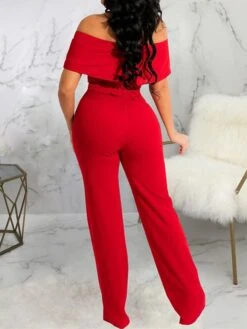 Women's Jumpsuit High Waist Solid Color Off Shoulder Streetwear Party Work Regular Fit Short Sleeve Green Purple Wine S M L Spring 23 Women's Jumpsuit High Waist Solid Color Off Shoulder Streetwear Party Work Regular Fit Short Sleeve Green Purple Wine S M L Spring -Cheap Plus Fit Dress Store ppzbnw1655979026201