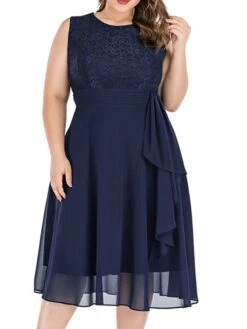 Women‘s Plus Size Curve Easter Dress Party Dress Solid Color Boat Neck Ruched Short Sleeve Spring Fall Casual Prom Dress Midi Dress Casual Daily Dress -Cheap Plus Fit Dress Store prljte1635233928754