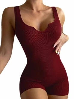 Women's Romper Workout Bodysuit Backless High Waist Solid Color U Neck Sexy Street Daily Regular Fit Sleeveless Black White Wine XS S M Summer Fall Gym 16 Women's Romper Workout Bodysuit Backless High Waist Solid Color U Neck Sexy Street Daily Regular Fit Sleeveless Black White Wine XS S M Summer Fall Gym -Cheap Plus Fit Dress Store prvlcs1678857602792