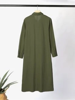 Women's Shirt Dress Casual Dress Cotton Linen Dress Maxi Long Dress Cotton Basic Classic Outdoor Daily Vacation Shirt Collar Button Split Long Sleeve Summer Spring Fall 2023 Loose Fit Wine Navy Blue -Cheap Plus Fit Dress Store pryjmz1690882248250