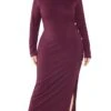Women's Plus Size Curve Casual Dress Sweater Dress Sheath Dress Plain Midi Dress Long Sleeve Button Split Stand Collar Fashion Daily Black Wine Fall Winter XL XXL 3XL 4XL 5XL