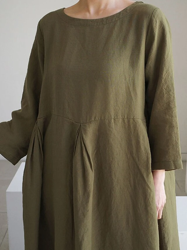 Women's Casual Dress Cotton Dress Swing Dress Maxi Long Dress Cotton Casual Outdoor Winter Dress Holiday Crew Neck Ruched Pocket Long Sleeve Summer Spring Fall 2023 Loose Fit Black Dark Green Brown 10 Women's Casual Dress Cotton Dress Swing Dress Maxi Long Dress Cotton Casual Outdoor Winter Dress Holiday Crew Neck Ruched Pocket Long Sleeve Summer Spring Fall 2023 Loose Fit Black Dark Green Brown - Image 10