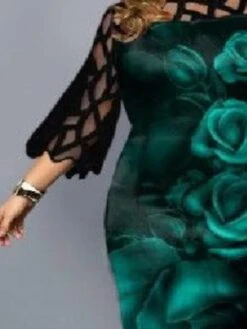 Women‘s Plus Size Curve Flattering Dresses Elegant Apple Shaped Dress Wedding Guest Party Dress Print Crew Neck Sleeve Spring Fall Work Casual Prom Dress Midi Dress Daily Work Dress -Cheap Plus Fit Dress Store qbihpn1649312178006