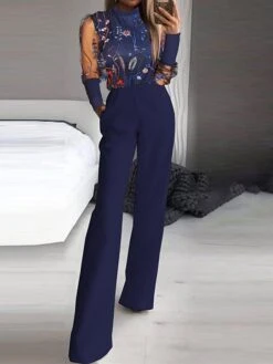 Jumpsuits For Women Summer Dressy Mesh Embroidered Floral Stand Collar Elegant Party Street Regular Fit Long Sleeve Blue S M L Spring Fall 8 Jumpsuits For Women Summer Dressy Mesh Embroidered Floral Stand Collar Elegant Party Street Regular Fit Long Sleeve Blue S M L Spring Fall -Cheap Plus Fit Dress Store qdfluu1673415235298